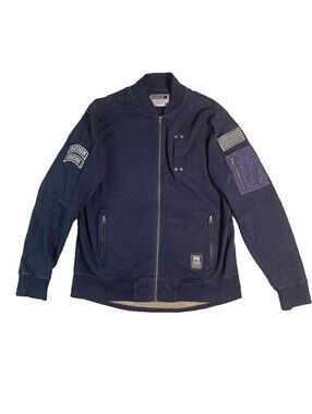 Parish Nation Bomber Jacket Mens M Navy Full Zip Military Utility Streetwear